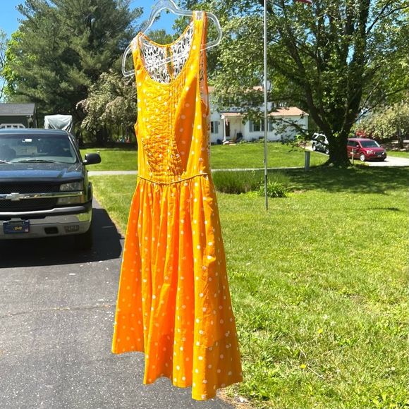 NWT $118 Anthropologie | Moulinette Souers | Polka Dot | Cotton Dress |Marigold - Picture 4 of 12